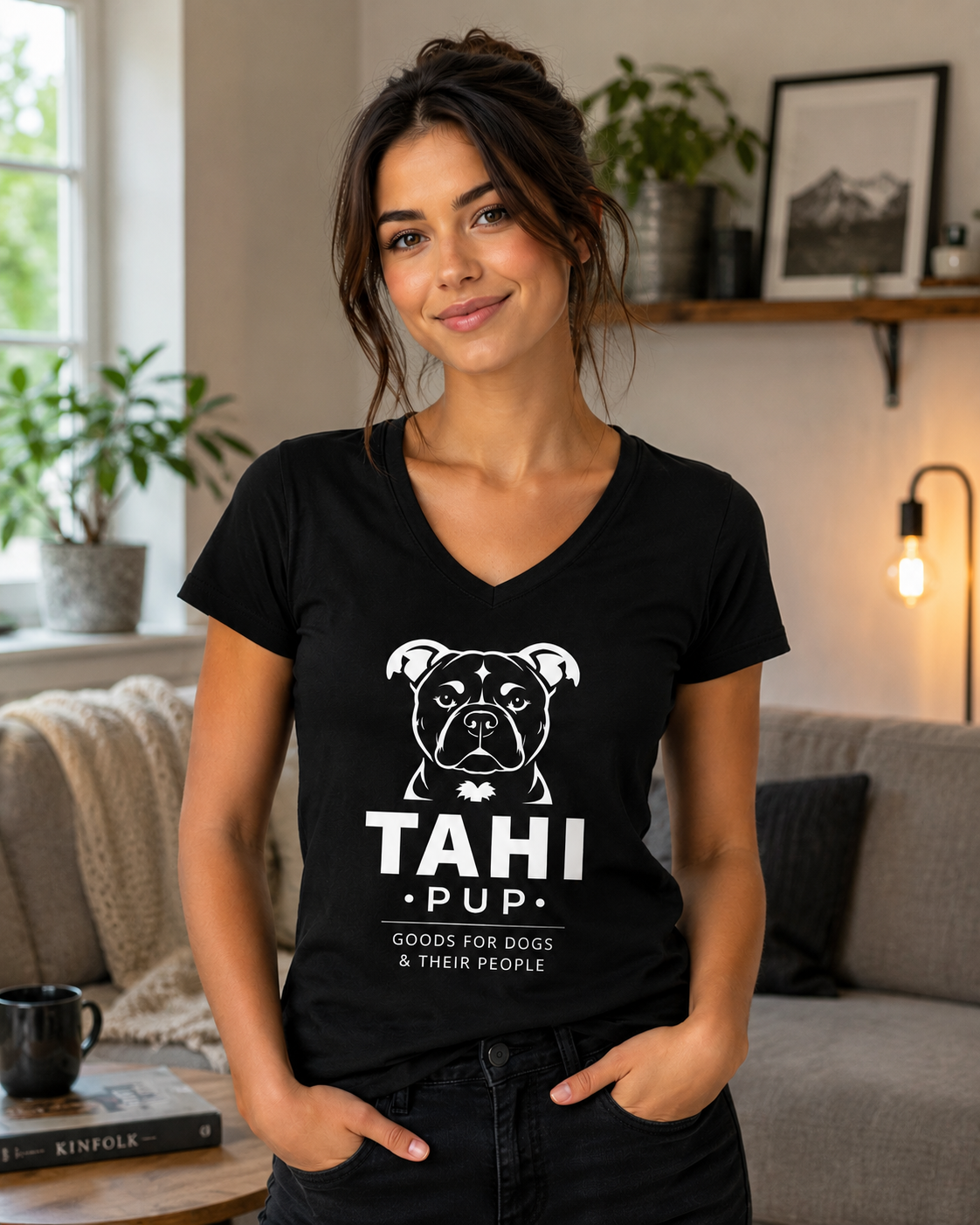 Tahi Pup Branded Female V-Neck T-Shirt