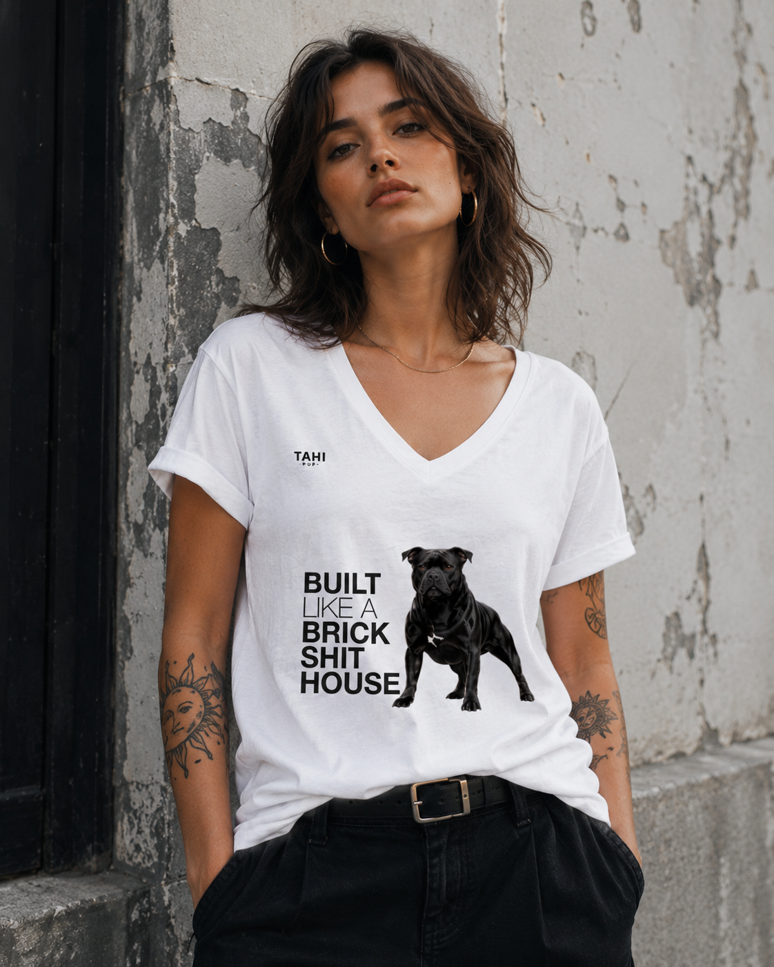 Built Like A Brick Shithouse Female V Neck T-Shirt