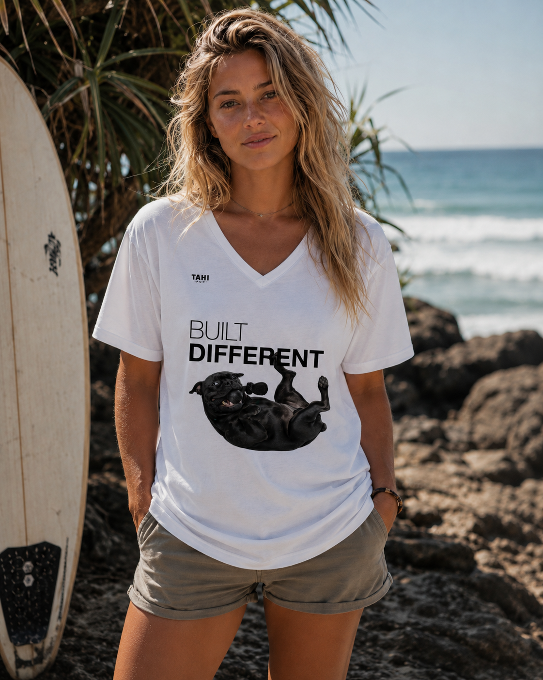 Built Different Female V-Neck T-Shirt