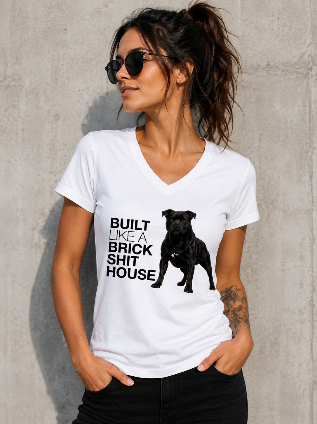 Built Like A Brick Shithouse Female V Neck T-Shirt