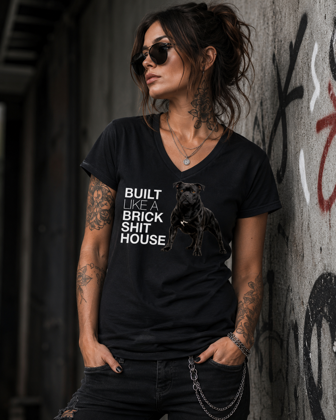 Built Like A Brick Shithouse Female V Neck T-Shirt