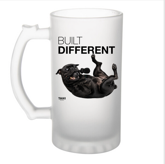 Built Different Frosted Glass Beer Mug