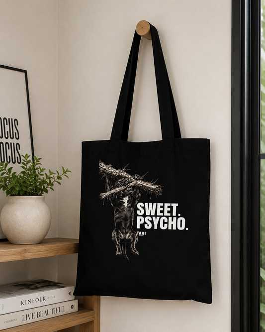 Sweet. Psycho. Hanging from a Tree. Branded Tote Bag