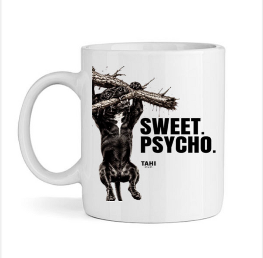 Sweet. Psycho. Hanging from Tree Ceramic Mug