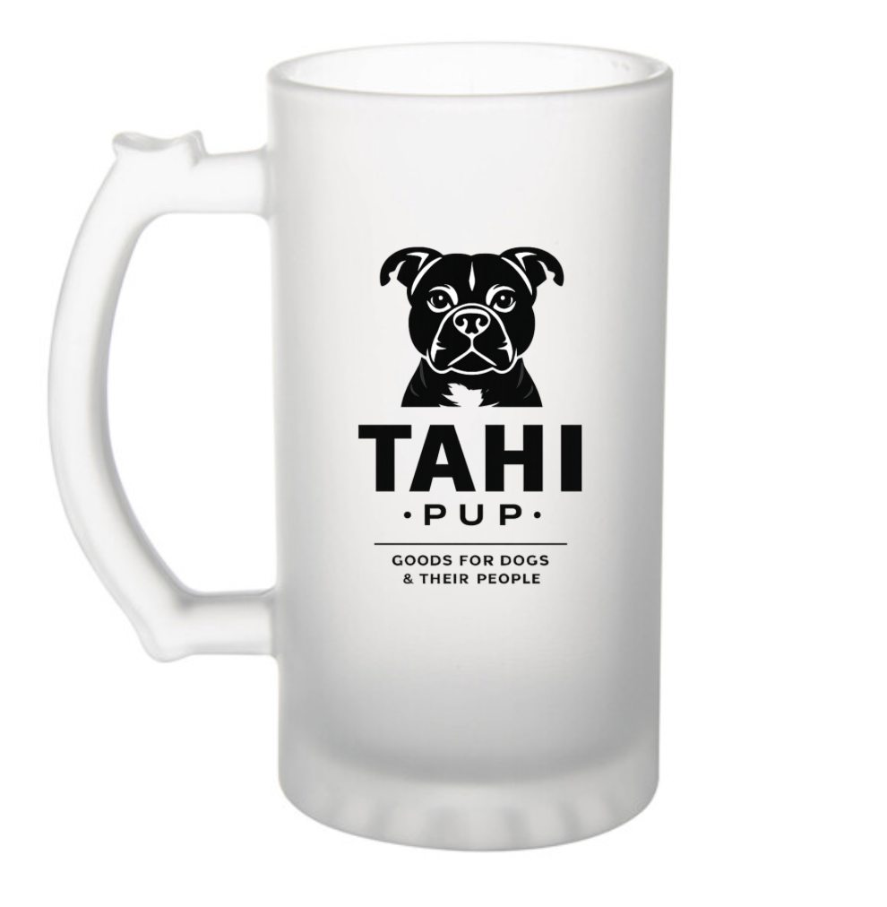 Tahi Pup Branded Frosted Glass Beer Mug